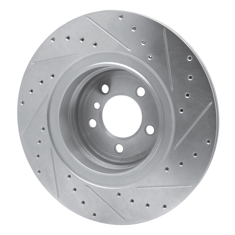 BMW ALPINA B7 Brake Rotor (1) - Rear Left - R1 Concepts - Drilled & Slotted - Silver - `07-`08